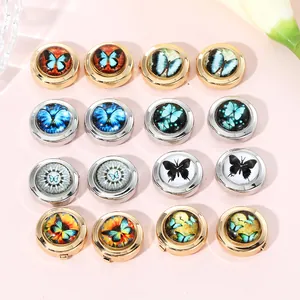 Vintage Round Butterfly Cufflinks For Men Alloy Enameled Button Covers French Shirt Accessories Fashion Jewelry Gift