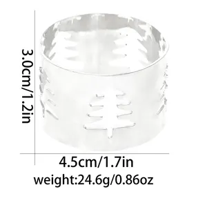 Dimensiones del servilletero plateado con diseño de hoja: 4,5 cm de diámetro y 3,0 cm de alto