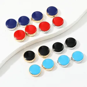 Luxury enamel suit cufflinks in round shape with gold and silver metal finishes