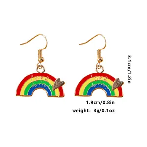 Rainbow hoop earrings with Love Wins text and golden glitter heart detail