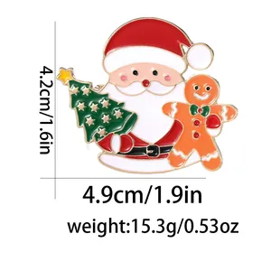 Detail view of colorful Santa Claus brooch with exact dimensions and weight parameters