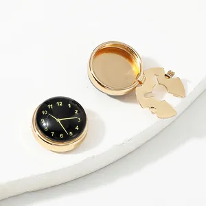 Polierte goldene runde Klapp-Manschettenknöpfe mit schwarzem Zifferblatt und Zahlen