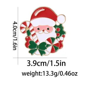 Detail view of Santa Claus enamel pin with dimensions 4.0cm by 3.9cm and weight 13.3g