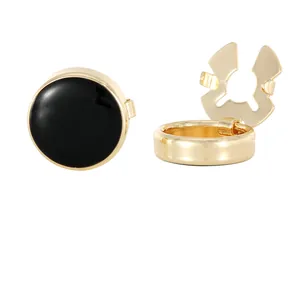 Polished gold and black enamel tuxedo button covers for formal suit shirts