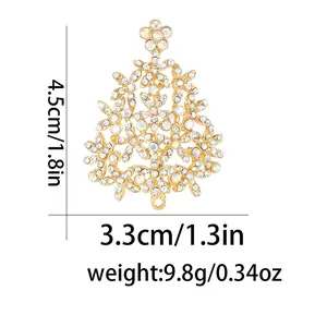 Detailed view of the Christmas tree brooch dimensions 4.5cm by 3.3cm with size markings