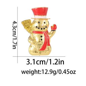 Detail showing dimensions of the cartoon snowman Christmas brooch with enamel finish