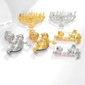 6-teiliges Set Cartoon Halloween Broschen mit Menorah und BOO-Geist-Anstecknadeln