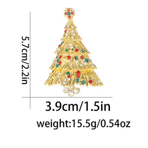 Detailed size specifications for the enamel Christmas tree brooch with dimensions and weight