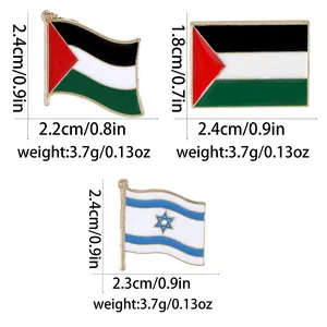 Pines metálicos de la bandera de Palestina con dimensiones exactas en fondo blanco