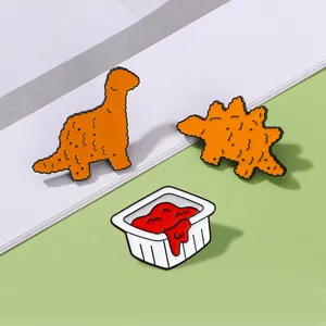 Simpatiche Spille in Smalto a Forma di Pepite di Pollo Dinosauro Divertenti Spille in Lega di Animali Cartoni Animati Accessori per Gioielli da Bambini