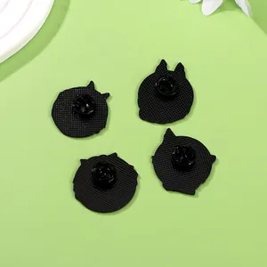 Set of four black matte cat silhouette enamel pins with butterfly clutch backing