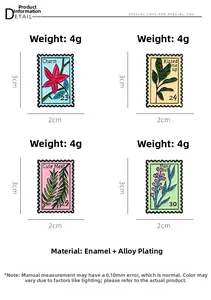 Detail view of 4g floral enamel pins with stamp edges, 3cm x 2cm alloy flower brooches
