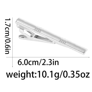 Polished silver tie clip dimensions showing 6.0cm length and 10.1g weight details