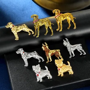Détails de diverses broches en forme de chien avec colliers en émail et fini métal