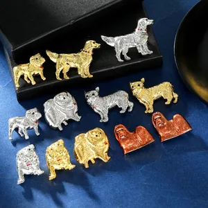 Mignonne Broche En Alliage De Chien De Dessin Animé Race Réaliste Golden Retriever Bulldog Loulou De Poméranie Badge En Métal Pour Étudiants Sac Accessoires De Vêtement Cadeau