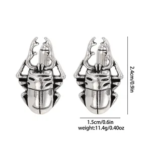 Vintage silver beetle cufflinks for men shirt cuffs with stag beetle shape and size details
