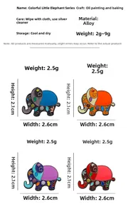 Spécifications de taille pour épinglette éléphant en alliage avec finition laquée