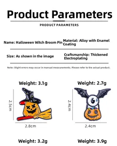 Especificaciones de tamaño para pines de Halloween de calabaza y fantasma en aleación