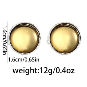 Detailed dimensions of round gold and silver cufflinks showing size and weight specs