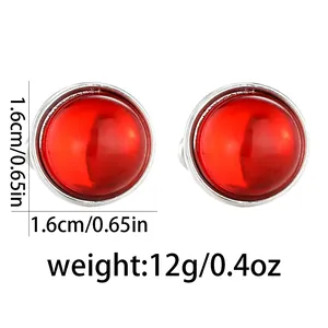 Detailed view of red gemstone cufflinks showing 1.6cm diameter and 12g weight