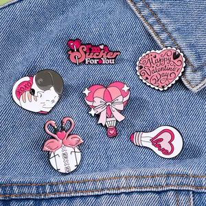 Lot de 6 broches en émail animaux mignons pour la Saint-Valentin sur veste en jean