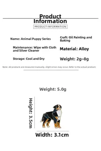 Detailed technical drawing showing dimensions 3.5cm by 3.1cm for the dog enamel brooch