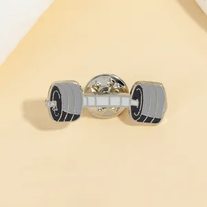 Alloy Enamel Dumbbell Barbell Brooch Pin Cute Cartoon Fitness Sports Badge For Clothes Backpack Decor Men Women Jewelry