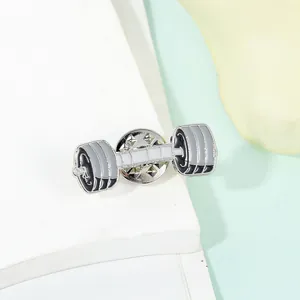 Cartoon dumbbell enamel pin for fitness lovers made of high-quality zinc alloy