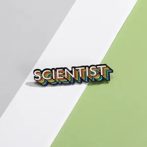 Kreative Regenbogen Scientist Buchstabe Emaille Pin Legierung Tropföl Brosche Personalisierte Abzeichen Für Rucksack Kleidung Unisex Schmuck