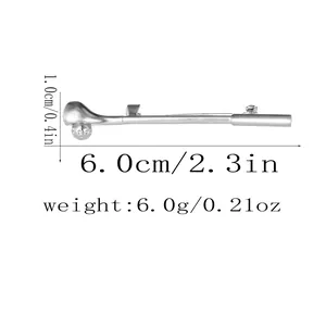 Silver golf club brooch with rhinestones for suits, size 6.0cm x 1.0cm, weight 6.0g
