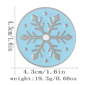 Weihnachtlicher blauer Kühlschrankmagnet aus Legierung mit Schneeflocke und Maßen