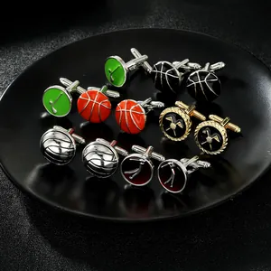 Sports Theme Copper Alloy Enamel Cufflinks Basketball Golf Volleyball Shape Business Wedding Shirt Accessories Jewelry