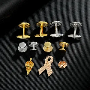 Ensemble de boutons de manchette et de bases d'épingles dorés et argentés pour bijoux DIY