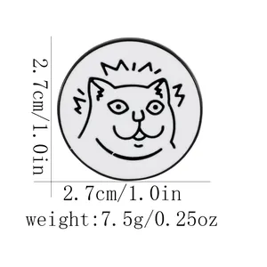 Cute cartoon cat enamel pin badge with size 2.7cm and weight 7.5g specification