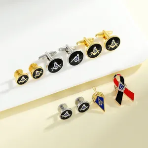 Ensemble complet d'accessoires de la franc-maçonnerie avec boutons de manchette et broches