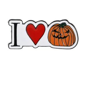 Μαγνήτης ψυγείου Halloween με σχέδιο I love pumpkin σε μεταλλικό σμάλτο σε λευκό φόντο