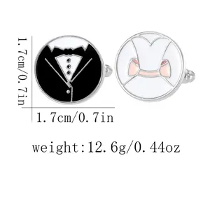 Boutons de manchette créatifs avec motifs de smoking noir et robe de mariée blanche