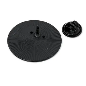 Support de pin's noir mat avec fermoir papillon et base métallique texturée
