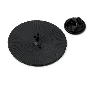 Base de badge en métal noir mat avec attache papillon et plateau rond texturé