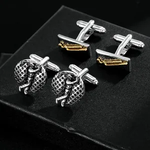 Luxury Copper Golf Cufflinks Business Men Shirt Accessories Sports Theme Golfer Clubs Pattern Electroplated French Cufflinks Gift