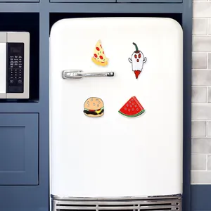 Set di 4 calamite da frigo a forma di cibo: pizza, hamburger e anguria colorata
