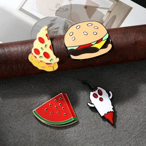 Calamite da Frigo Cibo Cartoon in Lega di Zinco Smalto Hamburger Pizza Anguria Fantasma Peperoncino Decorazione Magnetica Casa Cucina