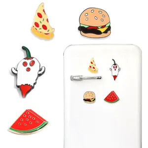 Set di calamite da frigo cartoon con pizza burger peperoncino e anguria colorata