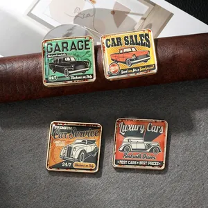 Details von quadratischen Retro-Automagneten mit Epoxidharz und metallischem Finish
