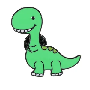 Adorable épingle en émail dinosaure vert en alliage pour décorer vos vêtements