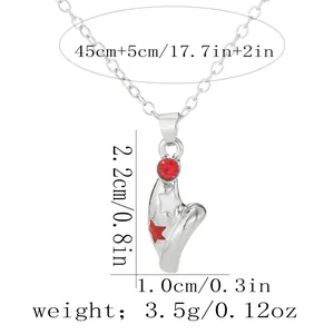 Specifiche dimensionali per collana con ciondolo a stella argento e pietra rossa