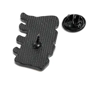 Broche créative en métal en forme d'os avec finition noire brillante et fermoir papillon