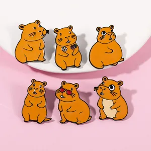 Cute Cartoon Capybara Enamel Pin Brooch Alloy Animal Lapel Badge Decor For Backpack Clothing Accessories Gift Women Men