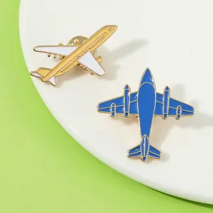 Broche Avion Émaillée Minimaliste Épingle en Alliage Badge d'Aviation pour Costumes Sacs à Dos Bijoux de Mode