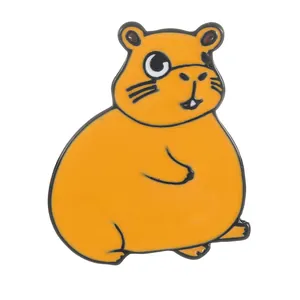 Cute Capybara orange enamel pin badge, creative animal brooch for backpack and accessories